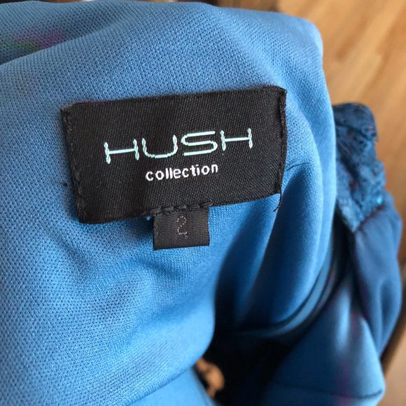 Blue Knee Length Bridesmaid Dress - Hush Collection + Rhinestone Sash - Picture 7 of 15